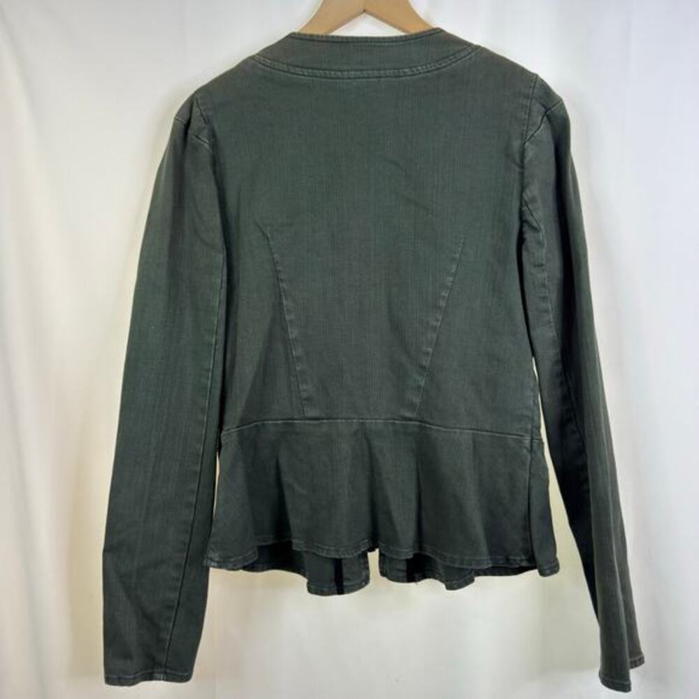 Free People Peplum Olive Denim Military Utility Jacket Size 12 - Picture 6 of 9